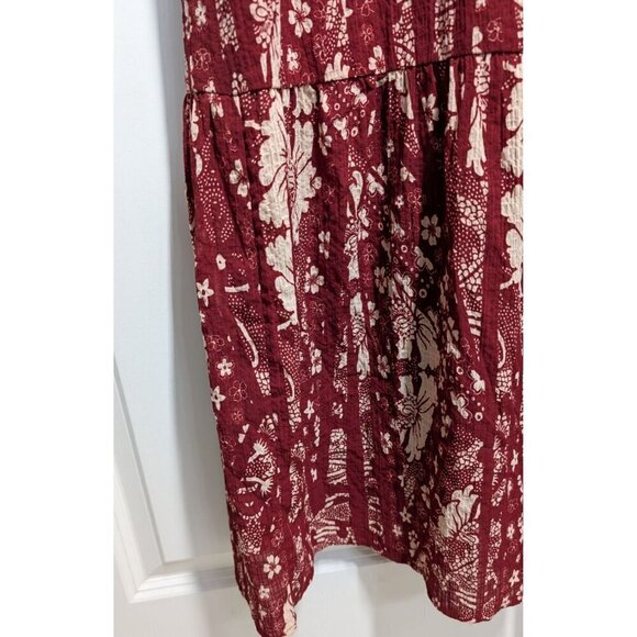 Soft Surroundings Dress Marlais Bohemian Burgundy Tomato Floral Tiered Maxi Sz 8 - Picture 6 of 8